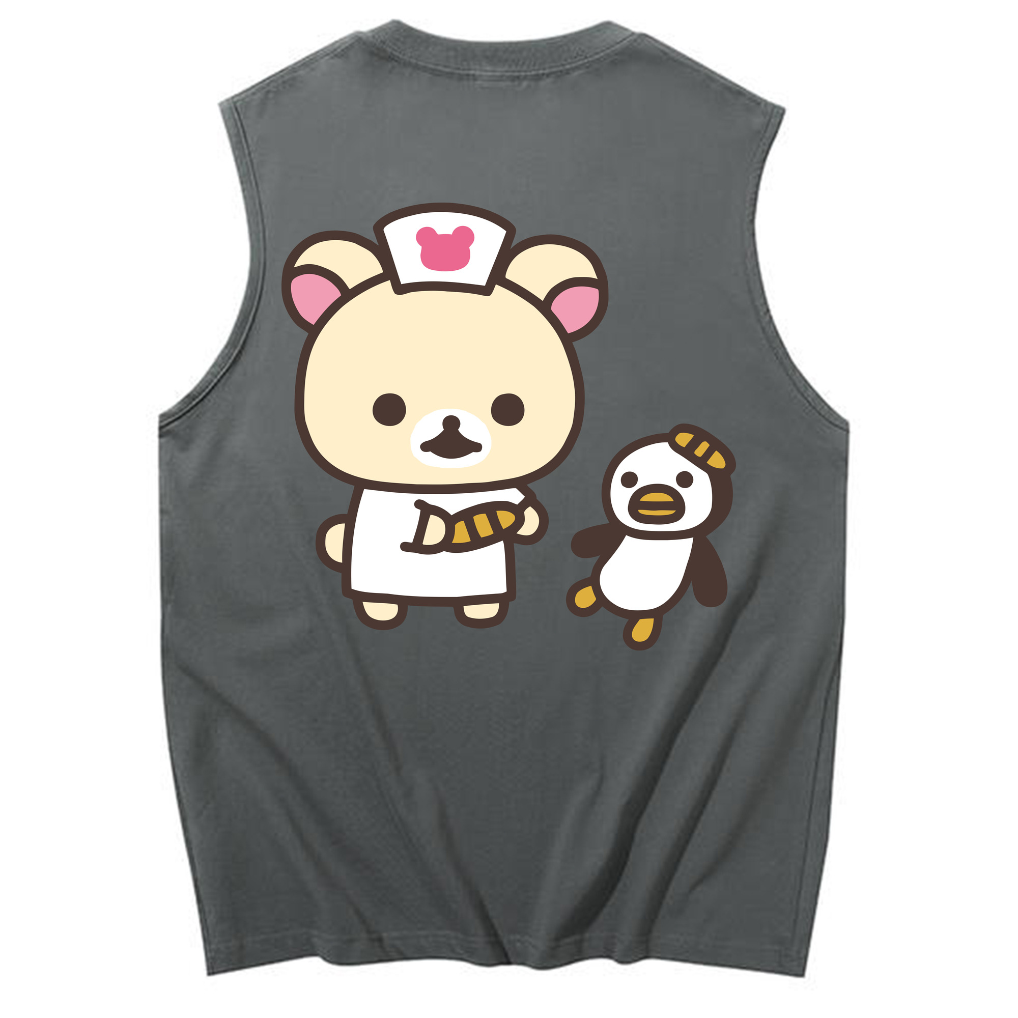 （画像用） リラックマ リラックマ キイロイトリ Rilakkuma Korilakkuma Kiiroitori コットン100％タンクトップ（背面プリント）